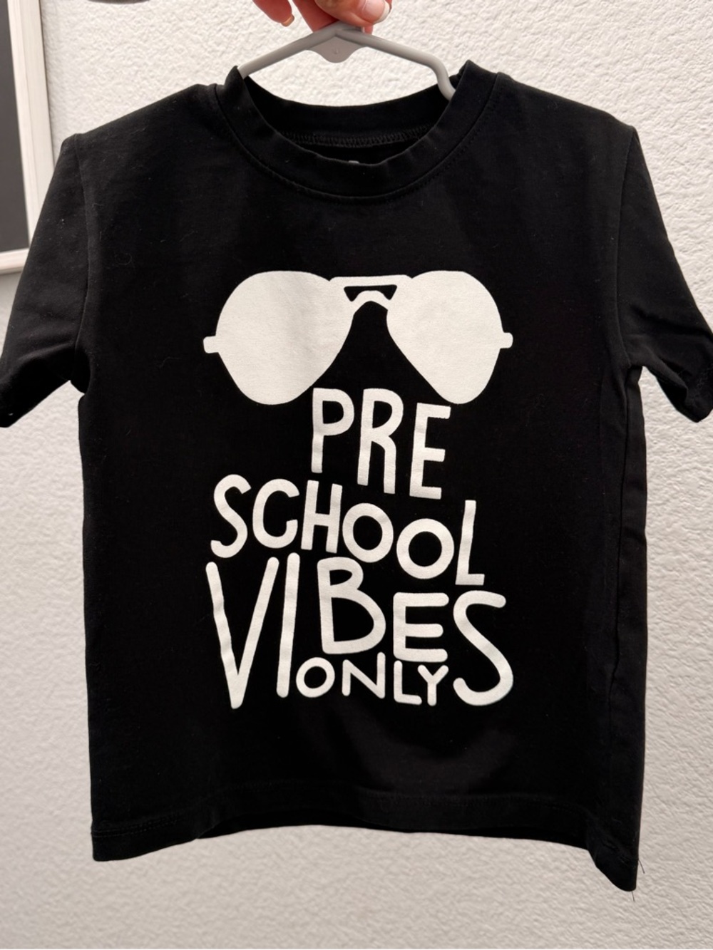 Black "Pre School Vibes Only" Graphic Tee for Kids